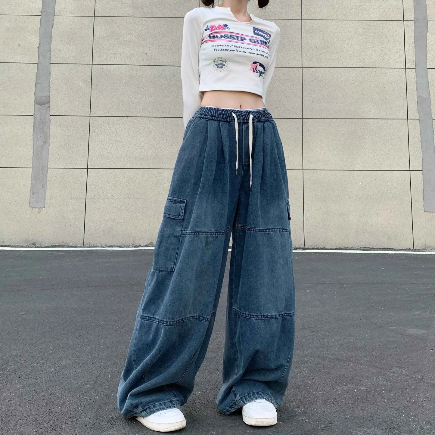 Y2K Effortless Wide Leg Cargo Jeans
