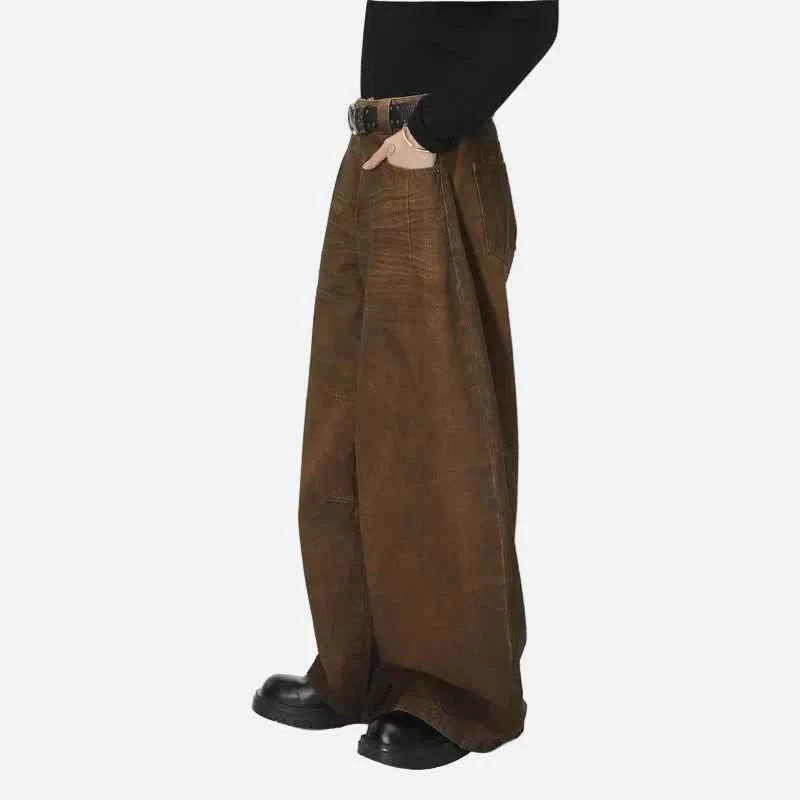 American Style Washed Brown Distressed Jeans