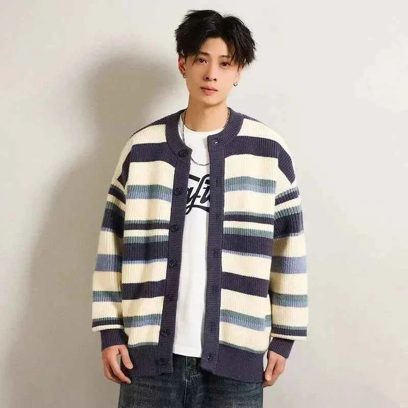 Casual Retro Cozy Striped Knitted Cardigan