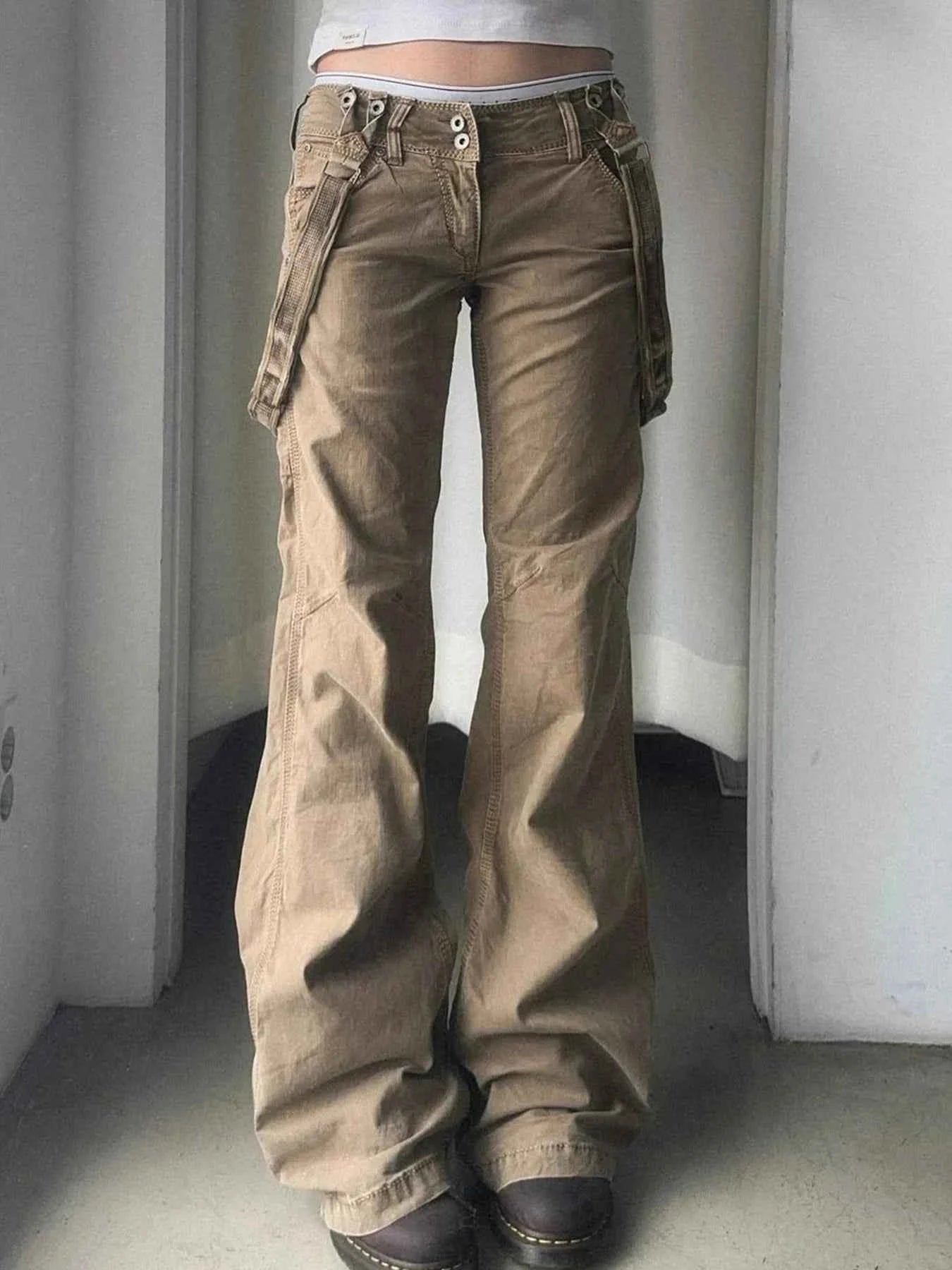 Vintage Grunge Ribbon Patchwork Flared Jeans