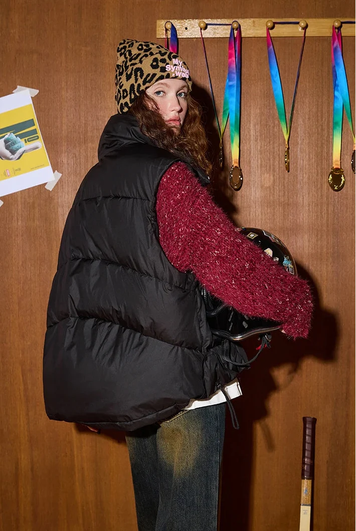 Warm Minimalist Stand Collar Puffer Vest - Luxuryurbanwear