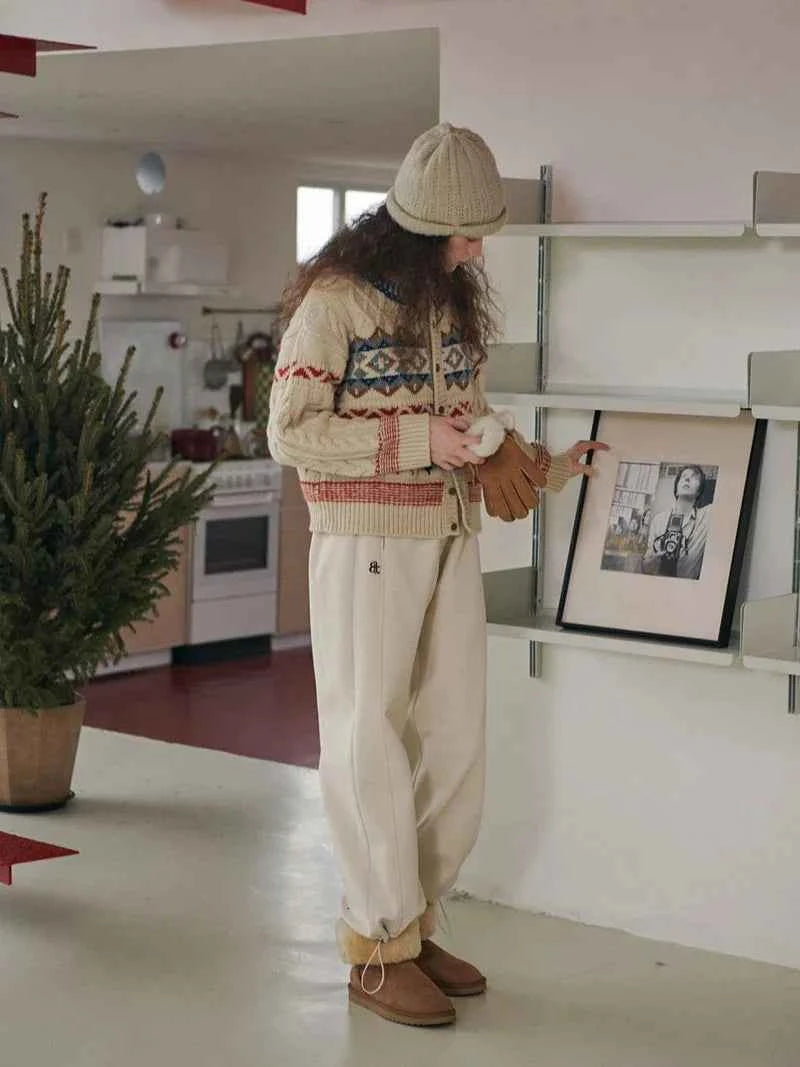 Cozy Vintage Christmas Argyle Knit Cardigan