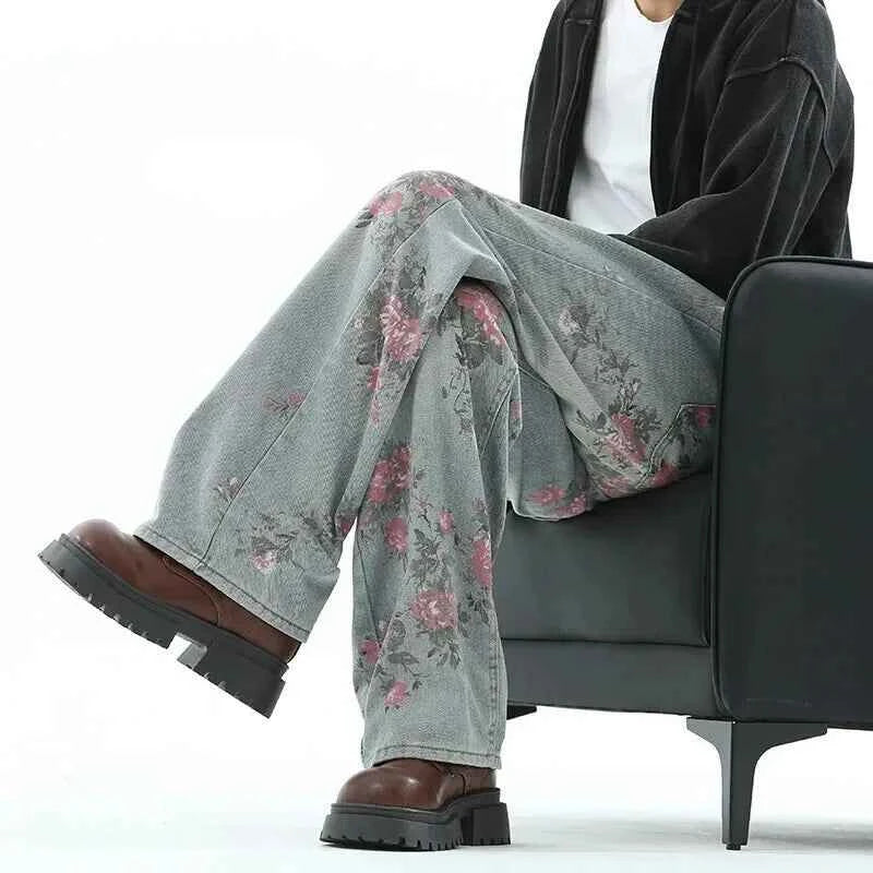 Vintage Floral Loose Wide Leg Jeans