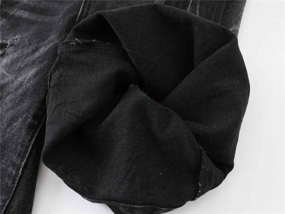 Flattering Black Distressed Ripped Denim Short