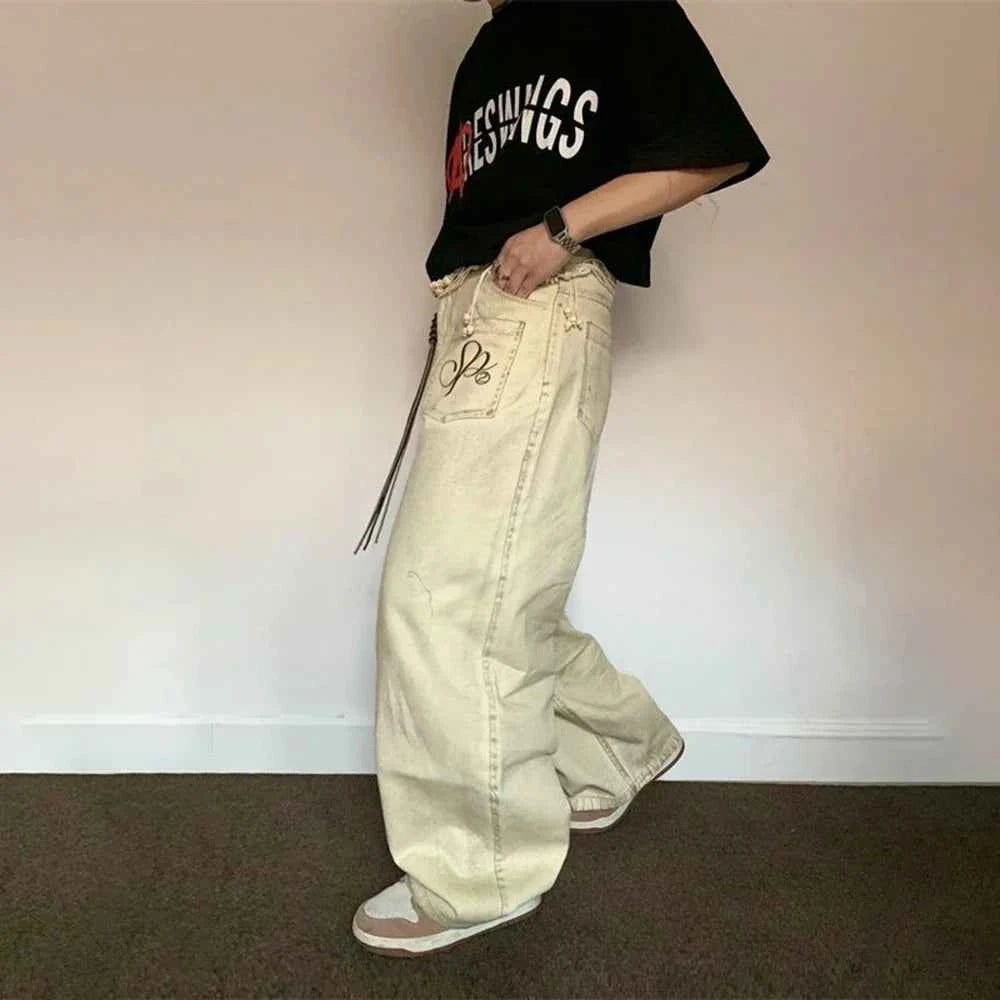 American Style Cool Retro Washed Straight Jeans