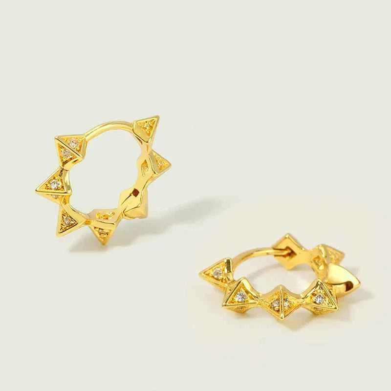 Dainty Circle Rivet Design Hoop Earrings