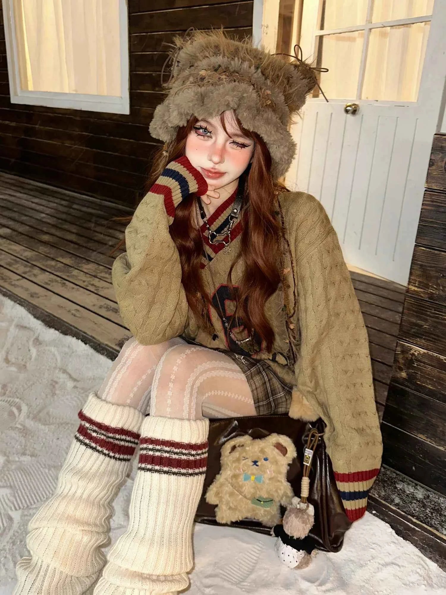 Cozy Vintage Letter Print Oversize Sweater
