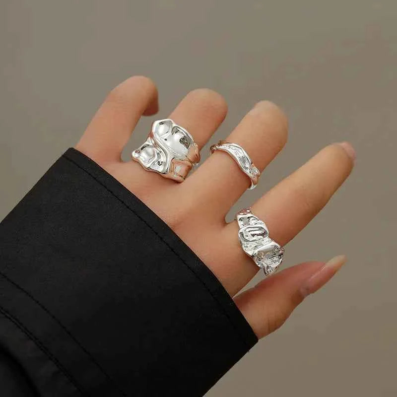 Y2K Vintage Irregular Pleated Open Ring