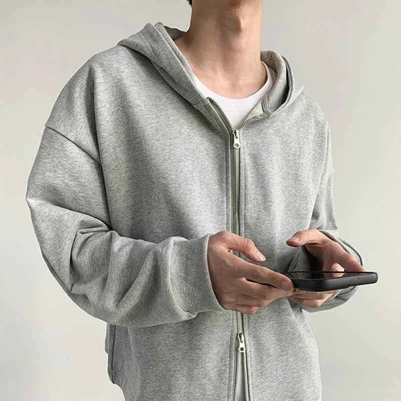 Cool Cozy Korean Zip Hoodied Sweatshirt
