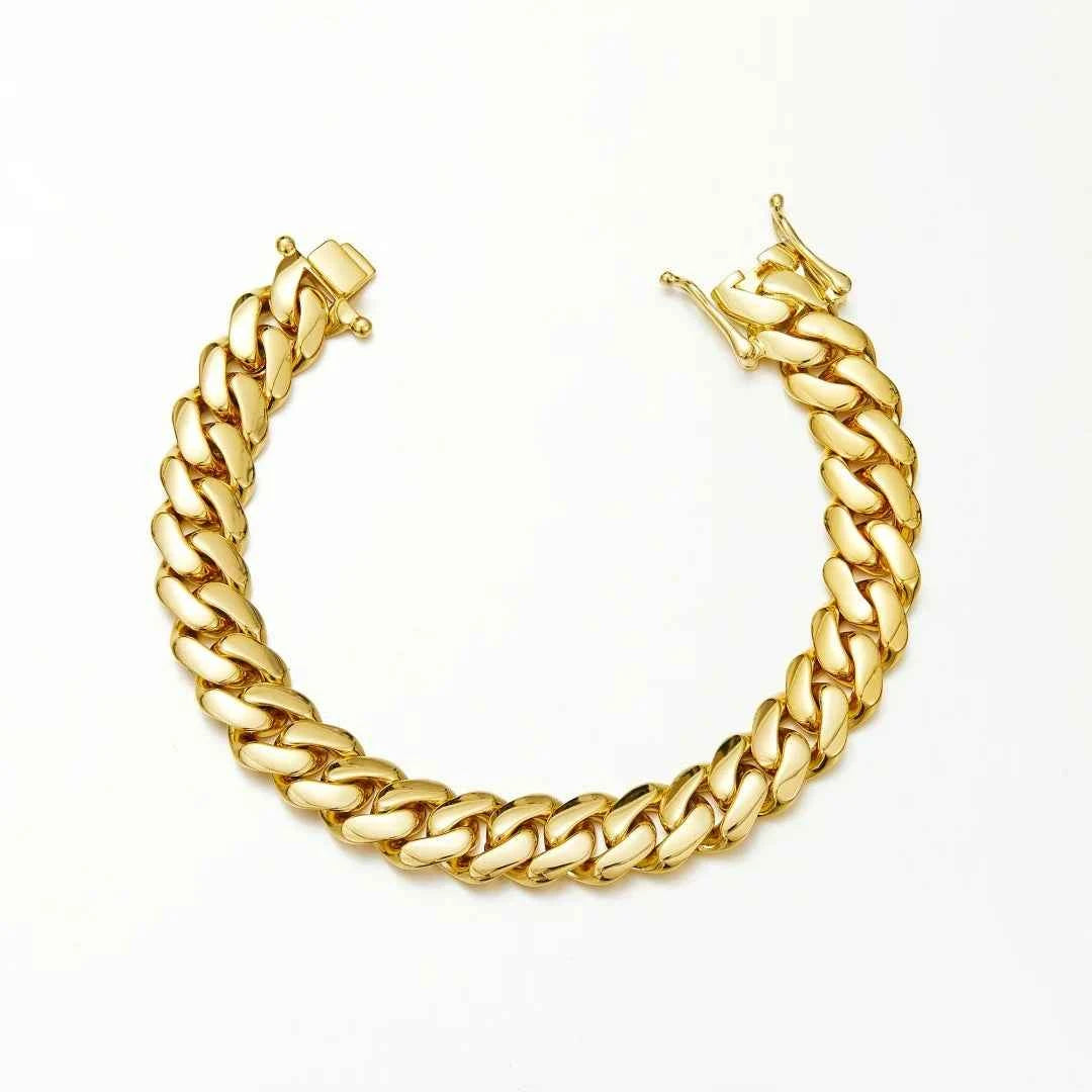 Stainless Steel Rhombus Cuban Miami Link Chain Bracelet - Luxury Urban Geometric Jewelry