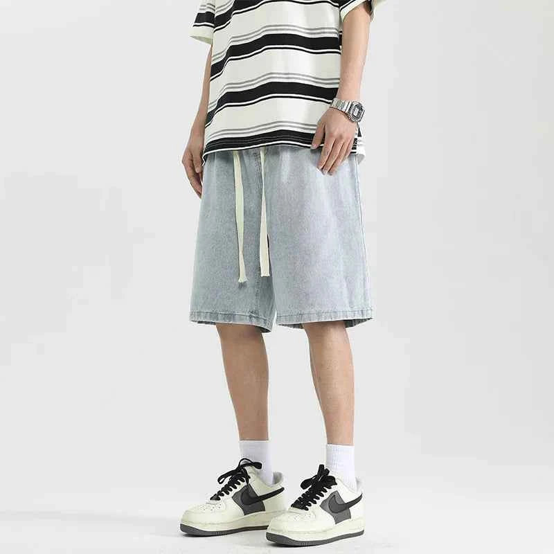 High Waist Loose Casual Washed Denim Short