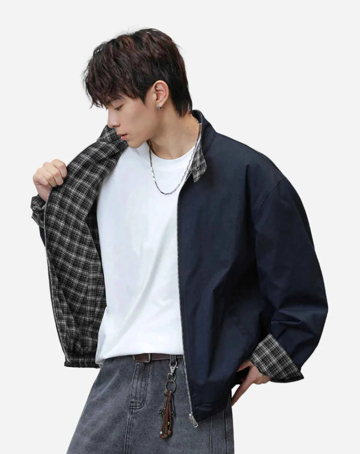 Versatile Reversible Plaid Harrington Jacket