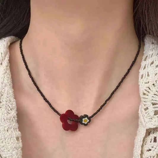 Stylish Beaded Flower Chain Choker Necklace