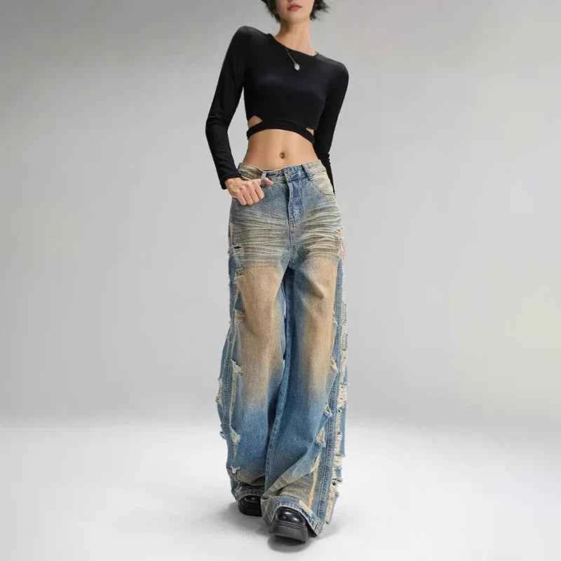 Signature High Waisted Ripped Denim Jeans
