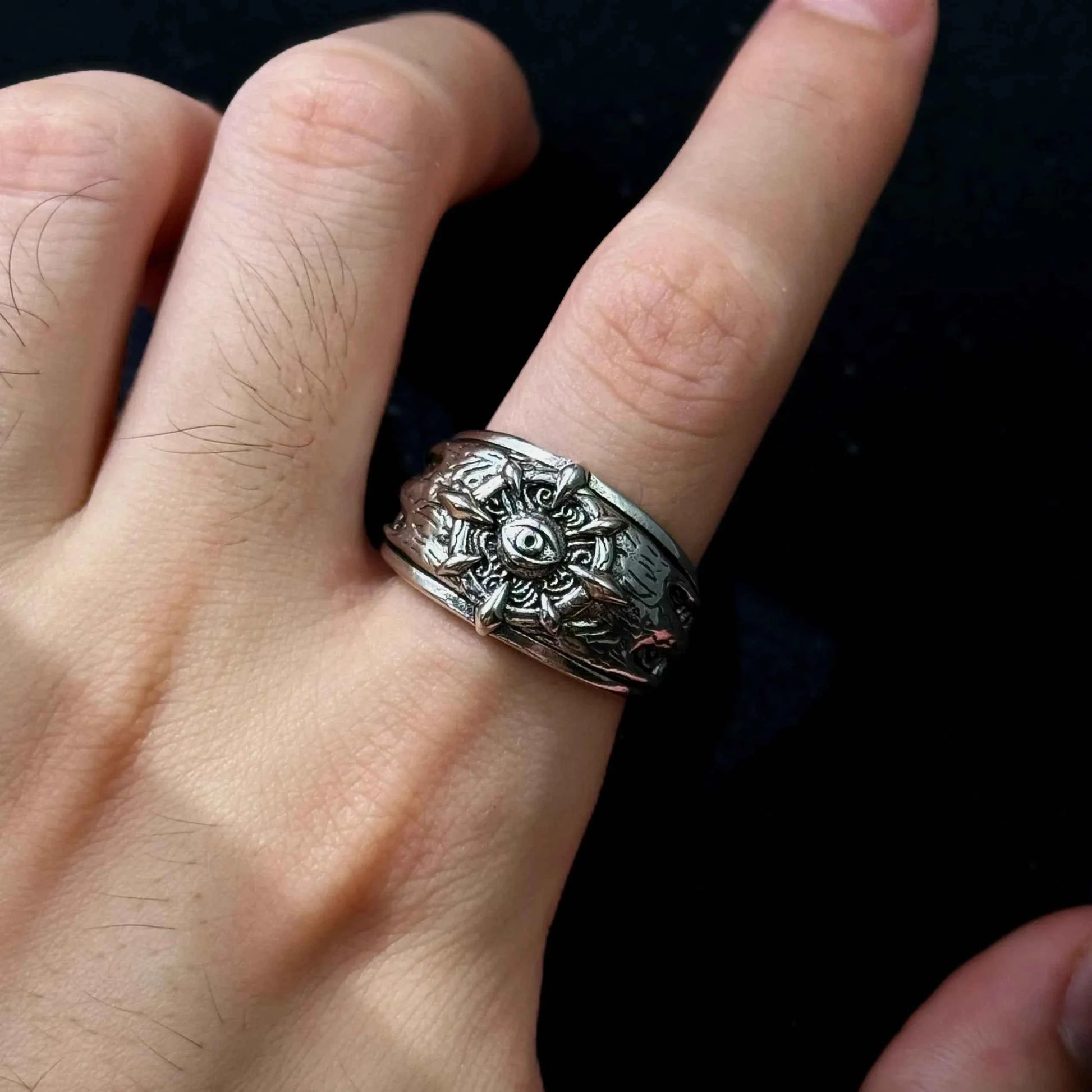 Retro Divine Hip Hop Eye Open Silver Ring