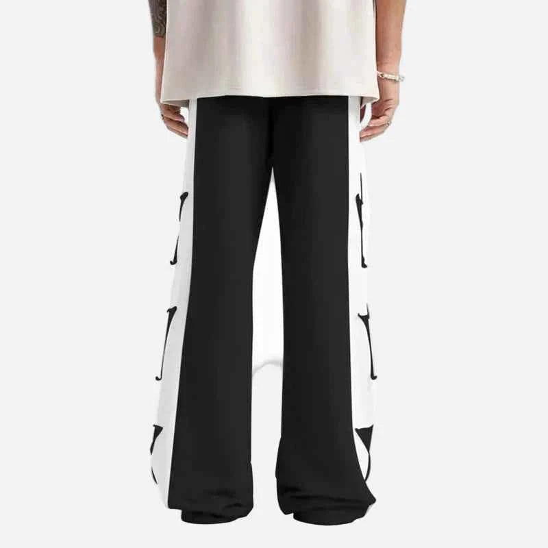 Star Patch Color Block Wide Leg Sweatpants