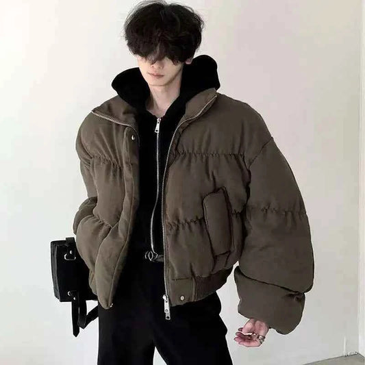 Men Retro Thickened Cotton Winter Bomber Jacket