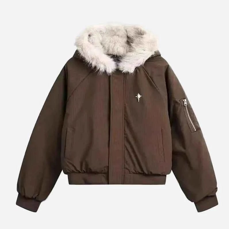 Warm Winter Hooded Parkas Faux Fur Jacket