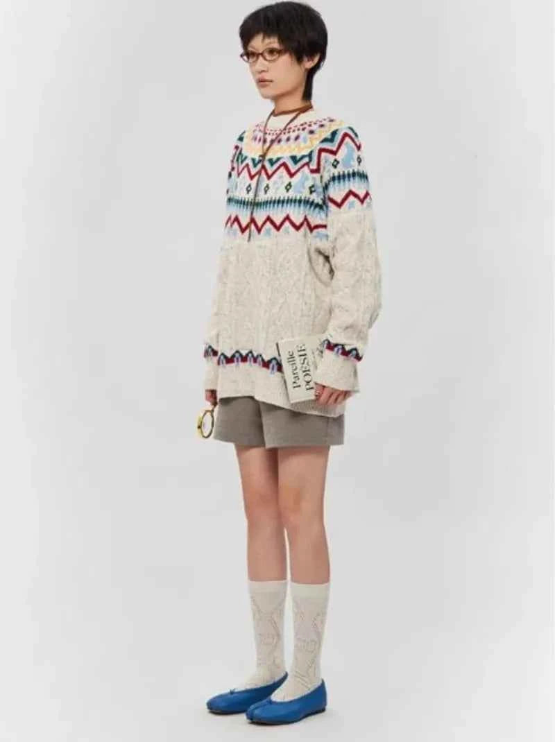 Vintage Trendy Japanese Style Knit Sweater