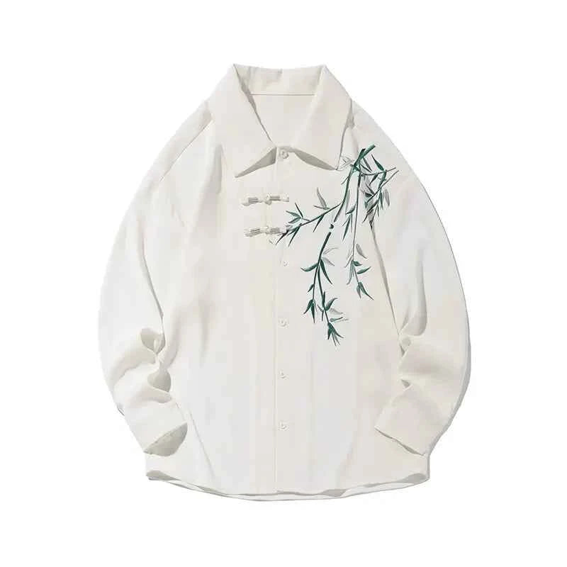 Casual Floral Embroidered Casual Oversized Shirt