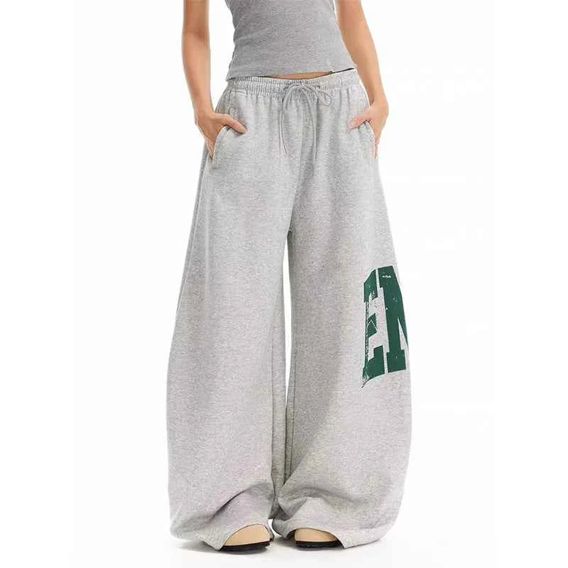 Streetwear Chic Oversized Wide Leg Letter Print Sweatpants