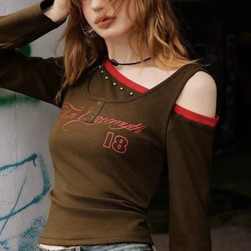 Sexy Diagonal Collar Off Shoulder T-Shirt