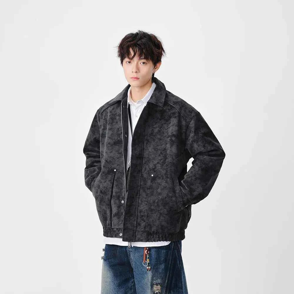 Winter Stylish Distressed Button-Up Leather Jacket