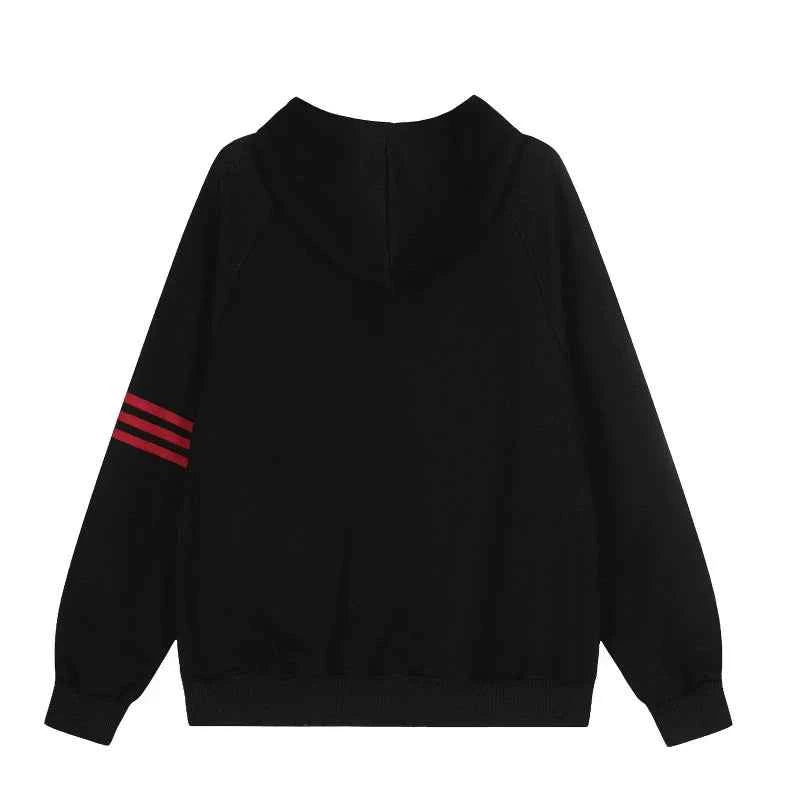 Essential Striped Patchwork Zip-Up Hooded Sweatshirt
