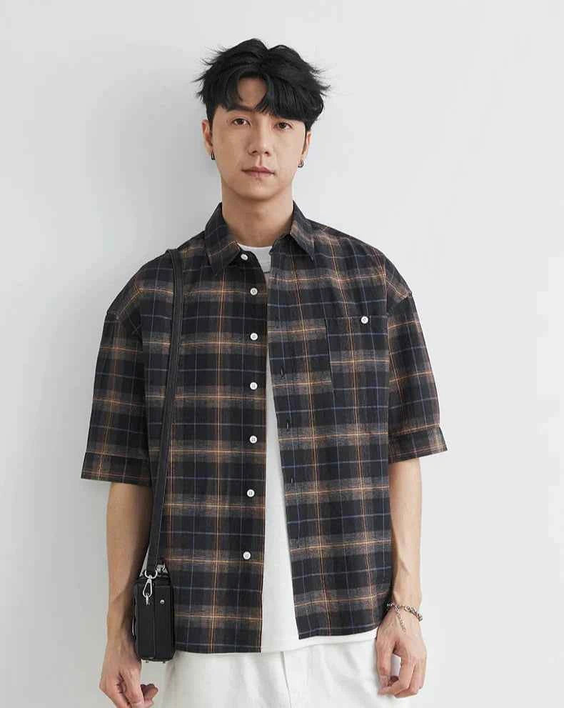 Men's Casual Lapel Plaid Oversized Button Shirt