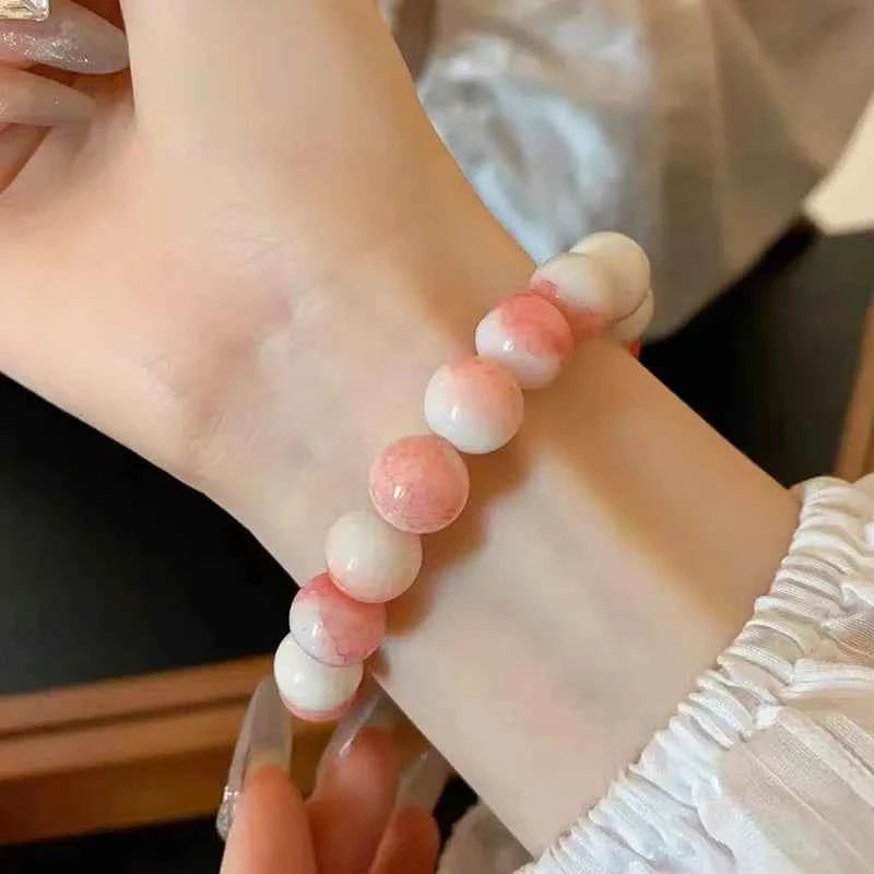 Sweet Pink Multi Color Glass Bead Bracelet