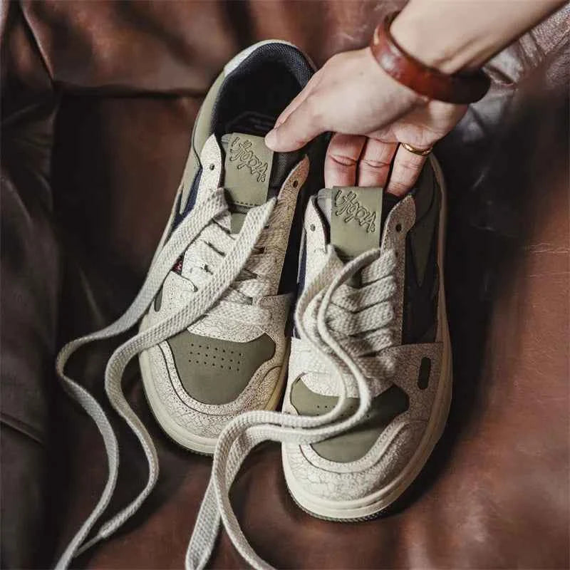 Retro Color Block Lace Up Casual Skate Sneakers