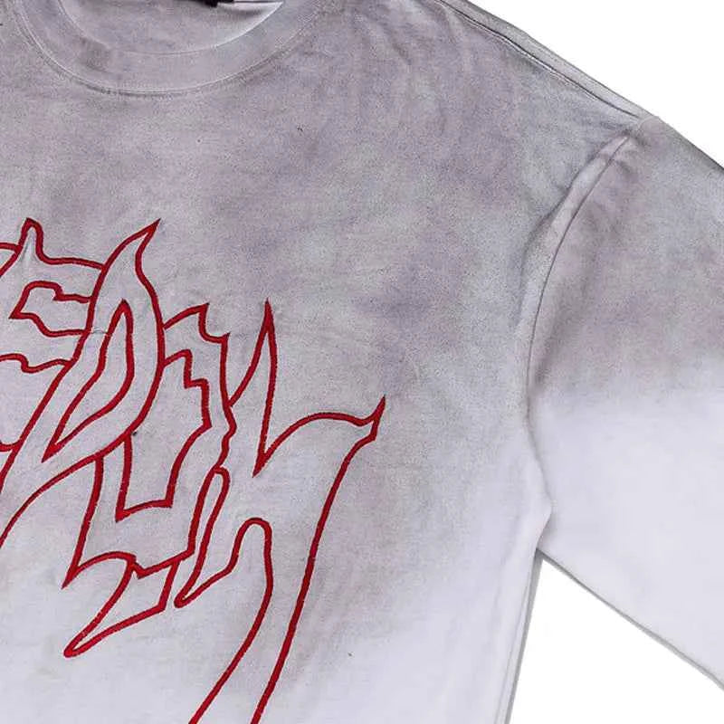 Y2K Retro Letter Embroidered Tie Dye Cotton T-Shirt