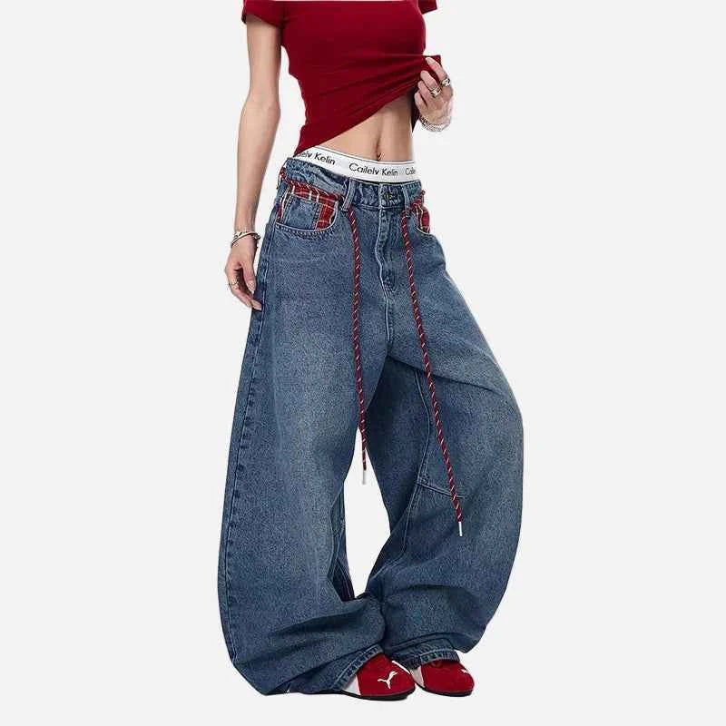 Women Insulated Streetwear Baggy Wide Leg Jeans