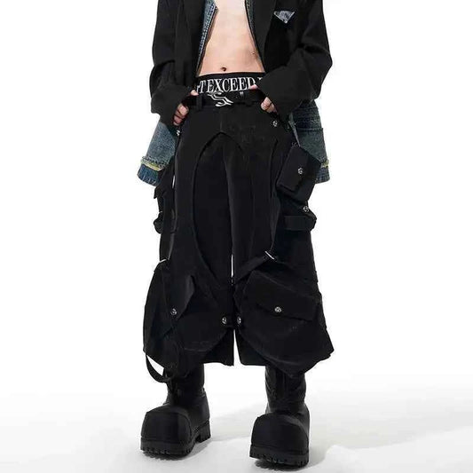 High Street Stylish Patchwork Straight Baggy Jorts