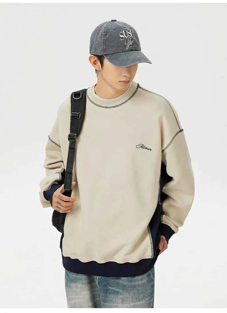 Insulated Loose Casual Letter Splice Sweatshirt
