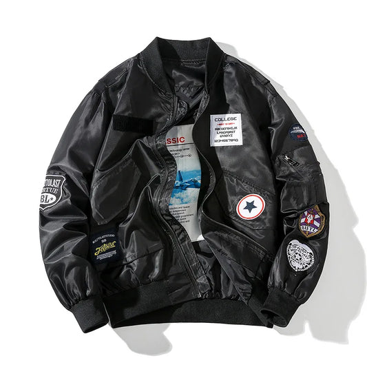 Retro Letter Embroidered Elastic Waist Jacket