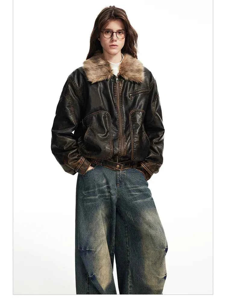 Cool Vintage Distressed Leather Jacket