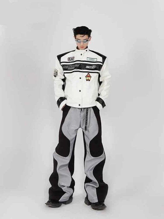 Streetwear Long-lasting Luxury Patchwork Leather Pants