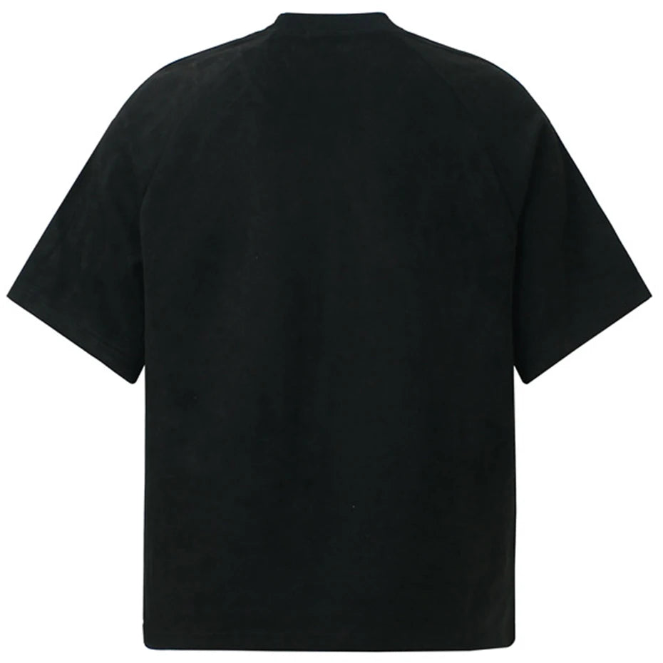 Streetwear Suede T Shirts Patchwork Oversized Hip Hop T-shirts
