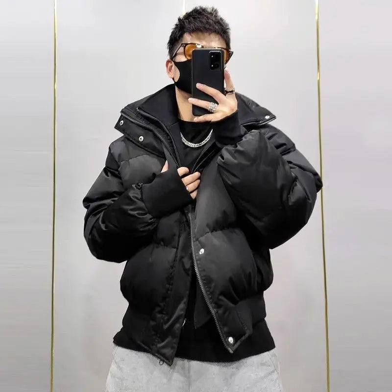 Pitch Black Standing Collar Padded Jacket