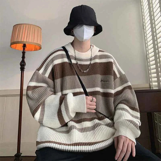 Retro Stripe Pullover Lovers Sweater
