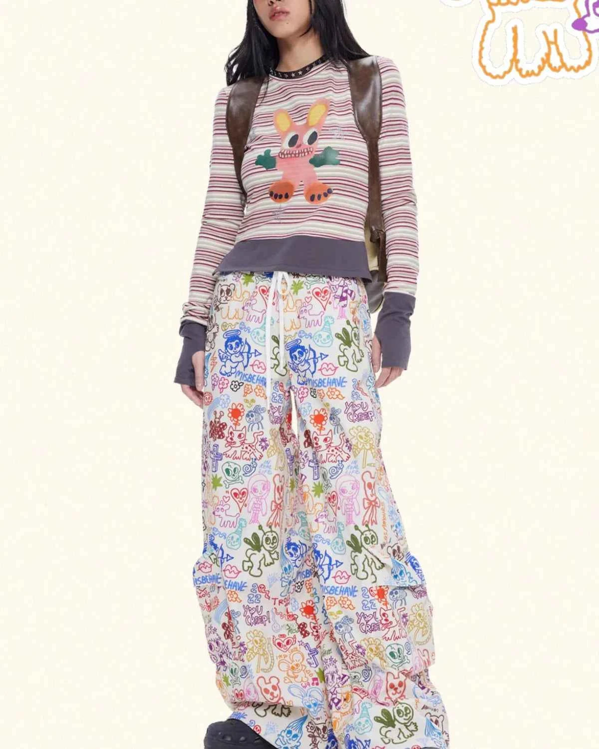 Colorful Hip Hop Cargo Wide Pants
