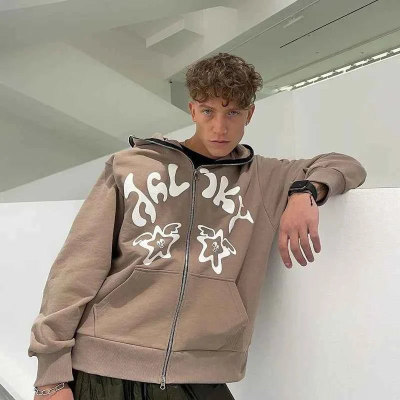Streetwear Korean Style Punk Sport Zip Coat Sweatshirt