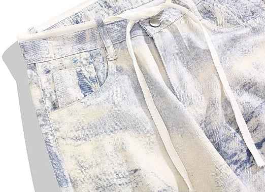 Streetwear Trendy Washed Tie Dye Wide Leg Jeans