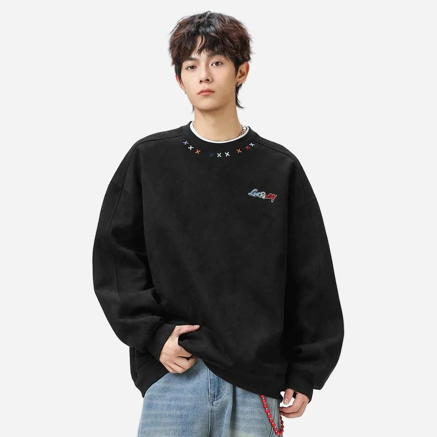 High-Quality Y2K Suede Crewneck Sweatshirt