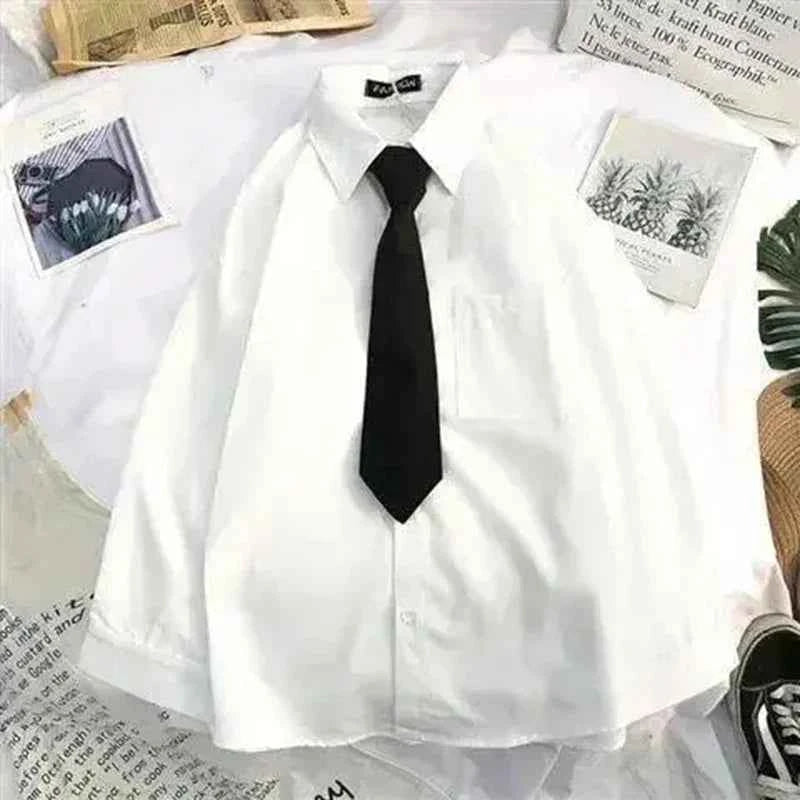 Plain White Oversized Shirt With Tie