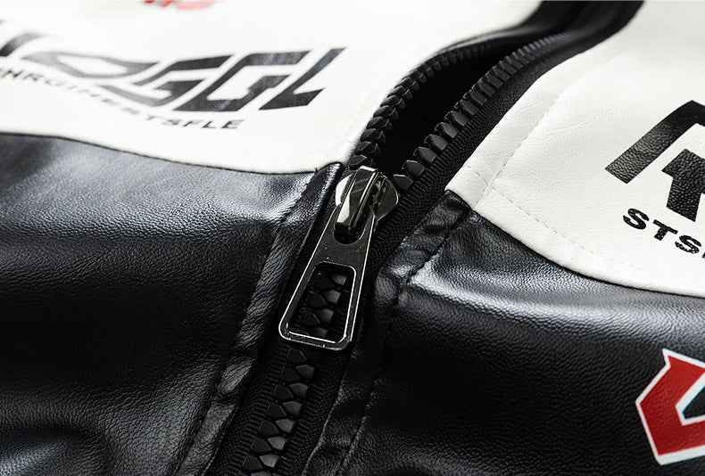 Trendy Streetwear Hip Hop Faux Leather Motorcycle Jacket