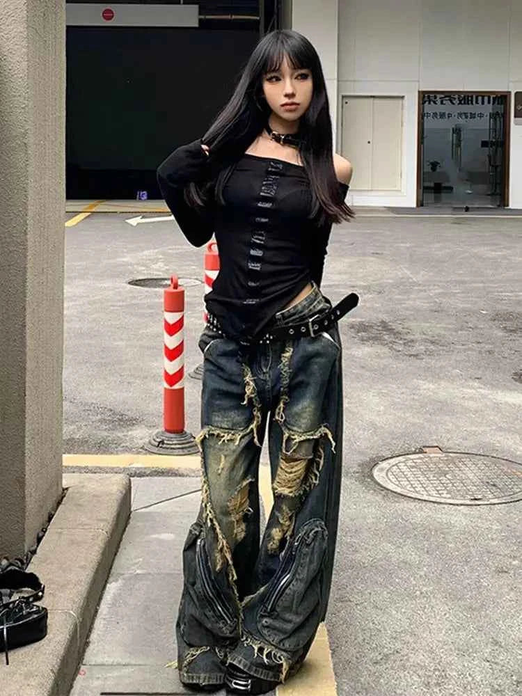 Ripped Sexy Vintage Hollow Out Jeans