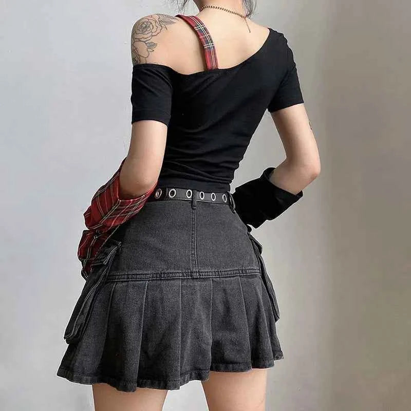 Dark Gothic Irregular Patchwork T-Shirt