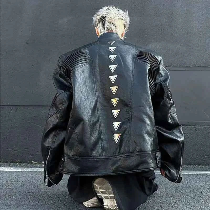 Metallic Deconstruction Darkwear Leather Jacket